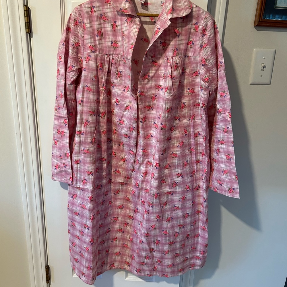 NWOT Vintage Sears Pink Floral Cotton Nightgown
